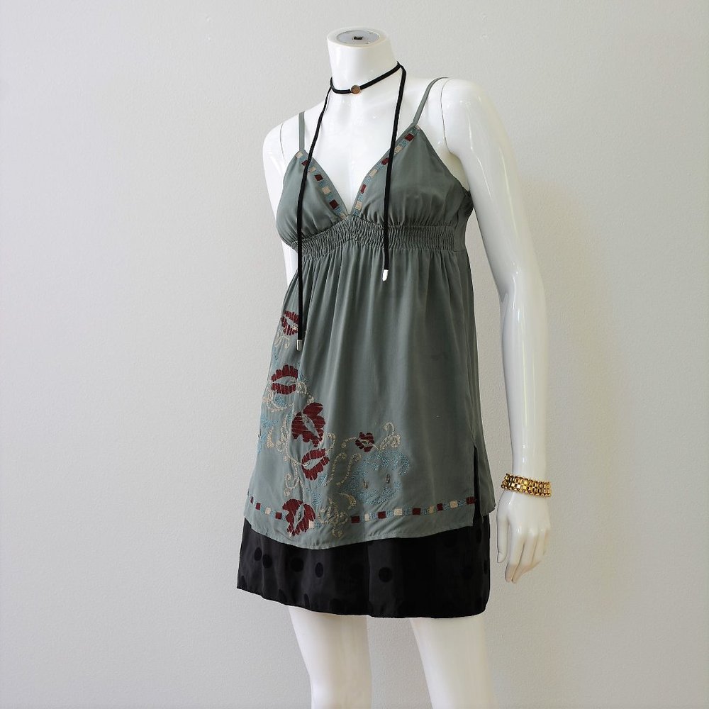 Embroidered  silk top